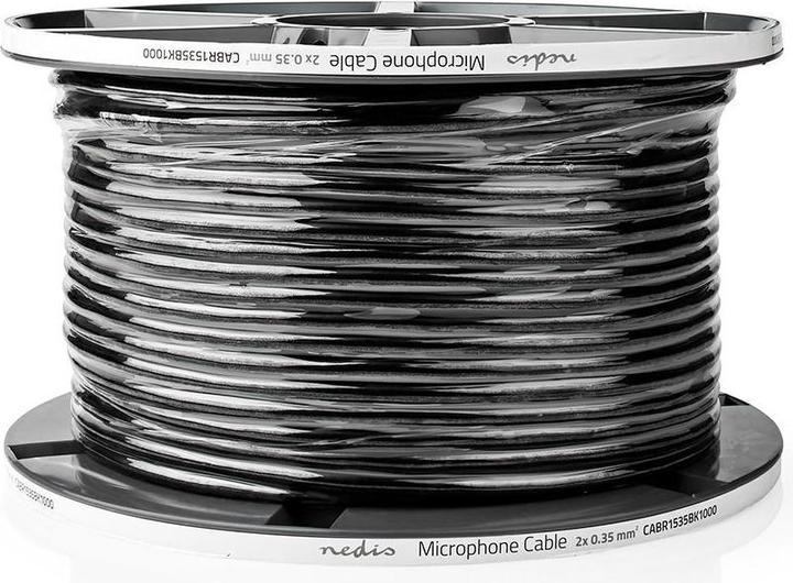 Produktbild Nedis Mikrofonkabel| 2x 0.35 mm²| Kupfer| 100.0 m| rund| PVC| Schwarz| - Verlängerungs