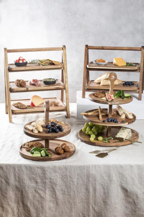 Actual product image Ladelle Gather acacia 3-storey serving tower