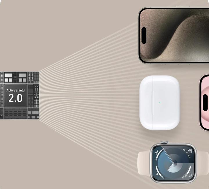 Actual product image Anker MagGo Magnetic Wireless Charger 15W, 3-in-1 Pad, White, EU Plug (25 W)
