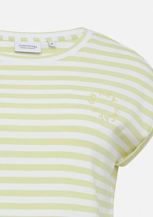 Actual product image Comma T-Shirt Gestreiftes T-Shirt mit verlegter Seitennaht und Printdetail (38)