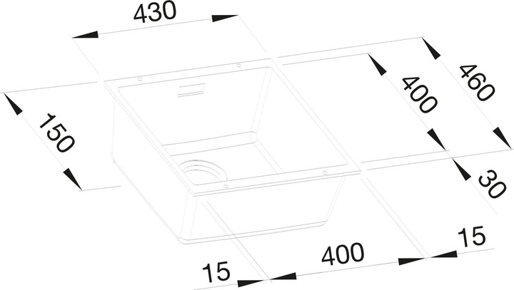 Actual product image Blanco Subline 400-U (Undermount sink, 43 cm, 46 cm)