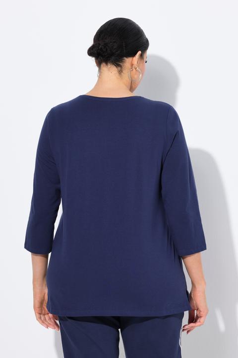Produktbild Ulla Popken Shirt, Blätter, Ziersteine, Classic, Rundhals, 3/4-Arm (58)