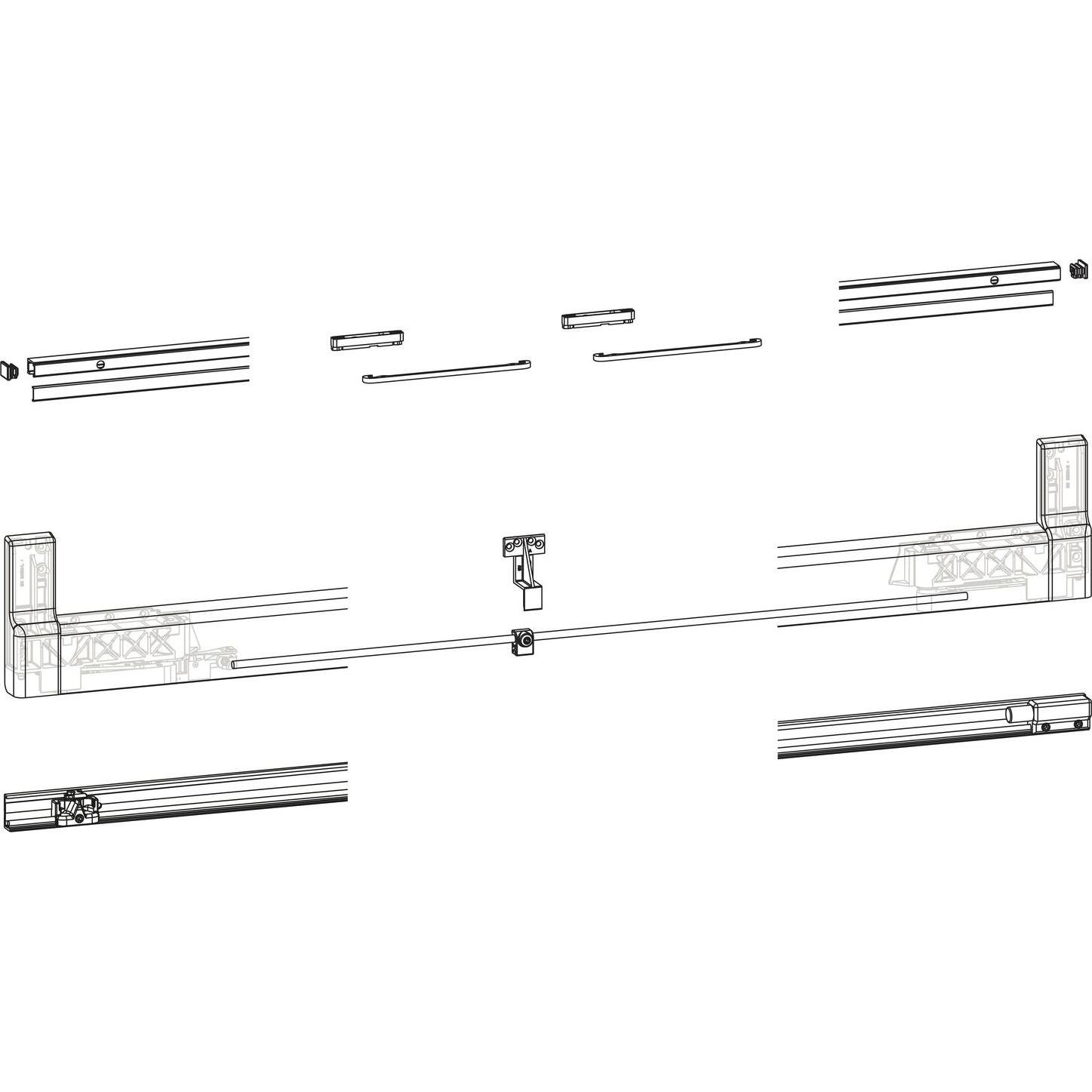 GU, Türbeschlag + Scharnier, 966/150 PSK Profilbeutel, L=3460 mm, silber
