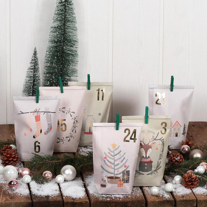 Immagine prodotto Papierdrachen Adventskalender DIY-Set, 24 Geschenktüten, Motiv Hygge