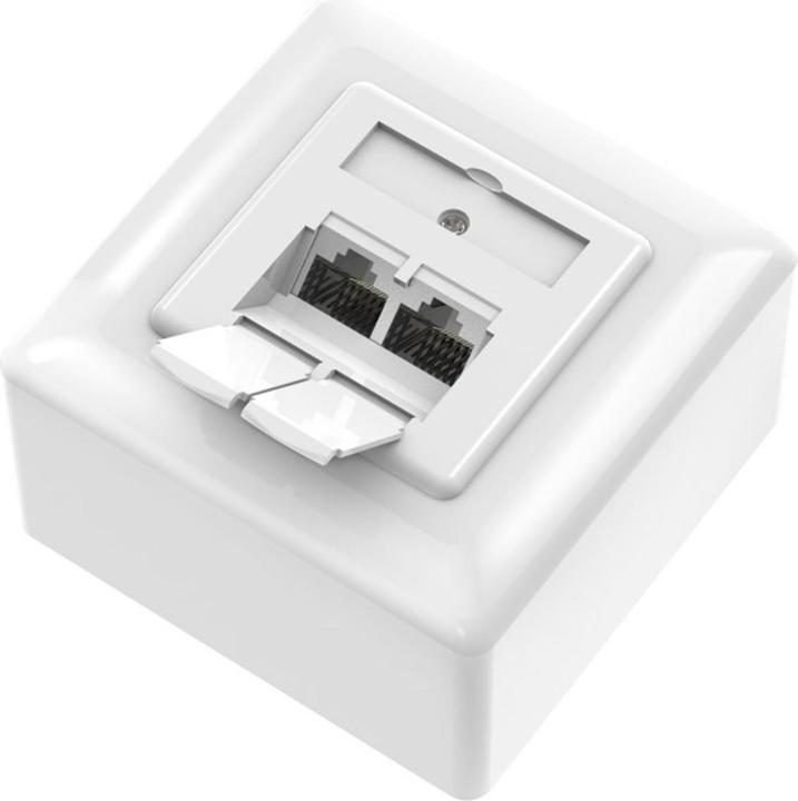 Actual product image Hama Network socket, CAT-6a, 10 Gbit/s, shielded, 2 ports, surface-mounted/flush-mounted