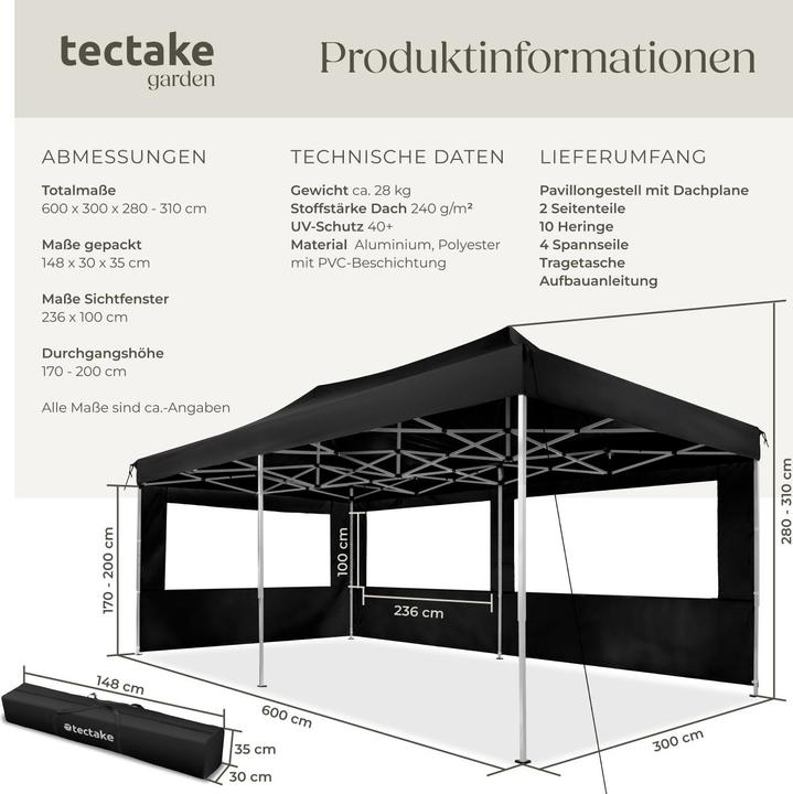 Image du produit tectake Pavillon de jardin (600 cm, 300 cm)