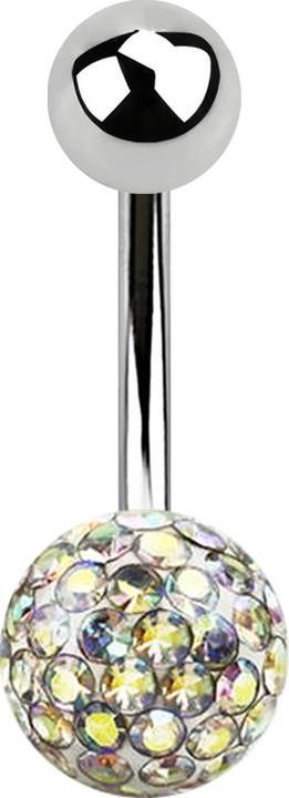 Produktbild Star Piercing Banane silber mit Kugel und Kristall Kugel multicolor Epoxy Schutzschicht (Chirurgenstahl 316L, ohne Messing)