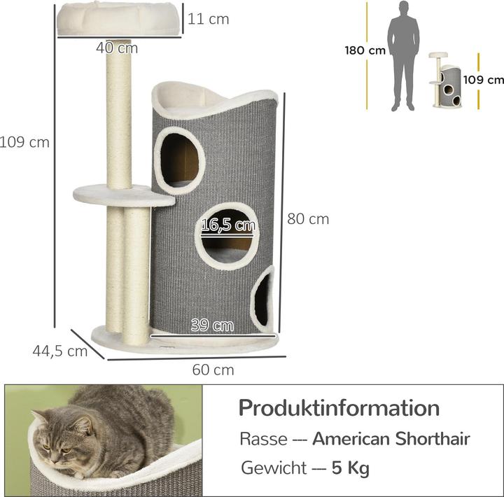 Image du produit Jamb Arbre à chat (109 cm, Blanc, Gris)