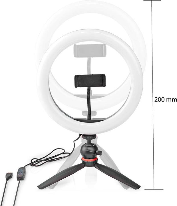 Produktbild Nedis Ringlicht | 10 inch | 120 LED's | 2700 - 6700 K | Stativ | Schwarz (Stableuchte)