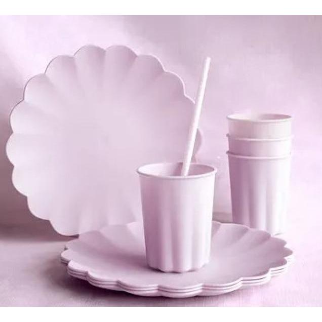 Thumbnail - GoDan, Einweggeschirr, Plastikbecher „Rüsche“ – violett - wiederverwendbar