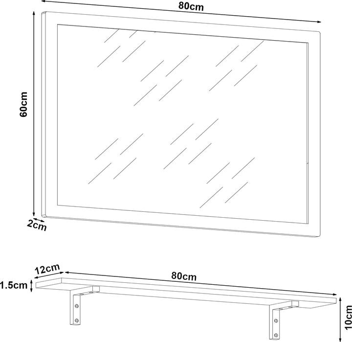 Actual product image En.Casa Wandspiegel mit Regal im Set Boksereys Bambus Natur (80 x 60 cm)