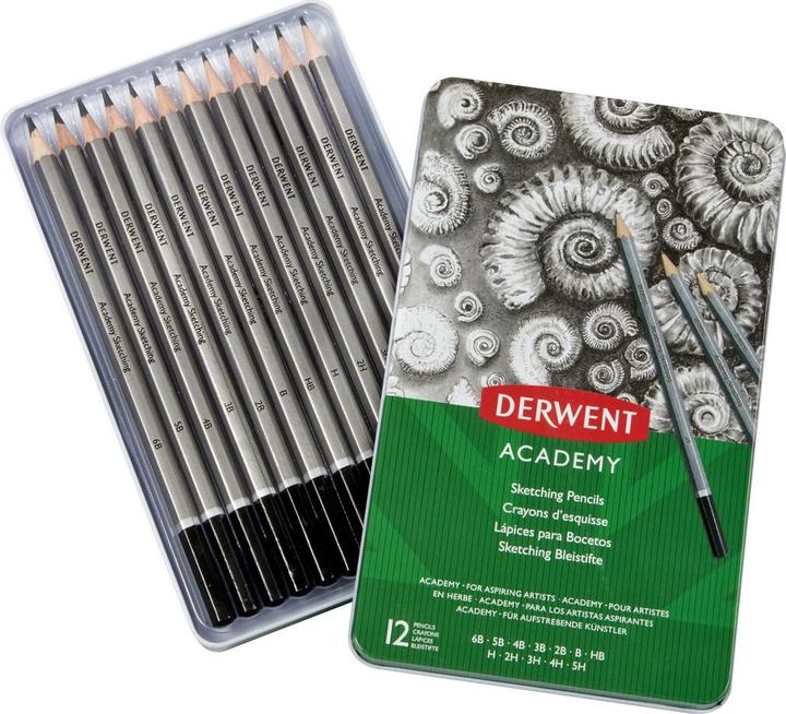 Immagine prodotto Derwent Matita di grafite grigio per schizzi, 12 pezzi (HB, 3B, 5H, 2B, H, 3H, 6B, 4B, 4h, 1 x)