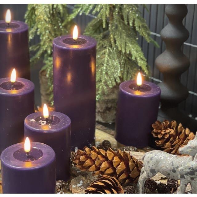 Image du produit Deluxe Homeart Bougie ronde LED - Bordeaux 7,5 x 20 cm (1 x)