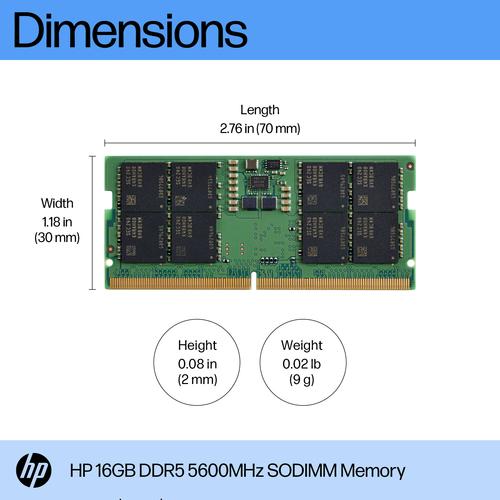 Image du produit HP 16 Go de mémoire DDR5 5600 SODIMM (1 x 16GB, RAM DDR5, 5600 MHz, SO-DIMM)