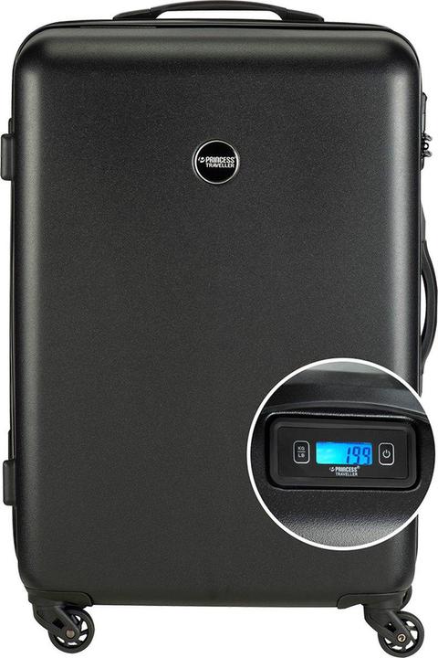 Princess Prinzessinreisende PT01 -Skala - Reisekoffer mit integrierten Skalen - Pitch Black - M - 66 cm (65 l)