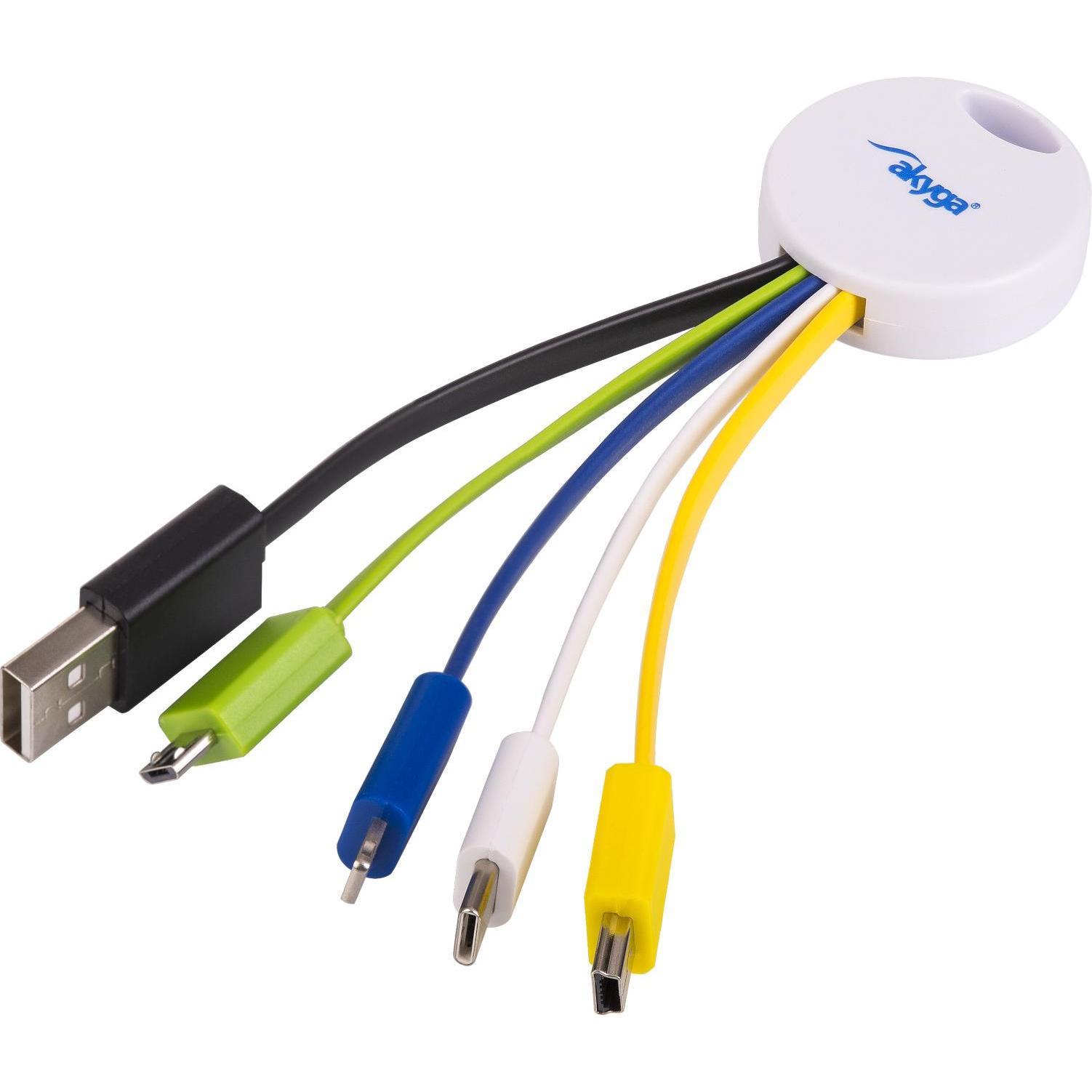 Akyga Adapterkabel AK-AD-51 USB 5in1 USB A / USB Typ C / micro USB B / mini USB B / Thunderbolt (0.05 m), USB Kabel