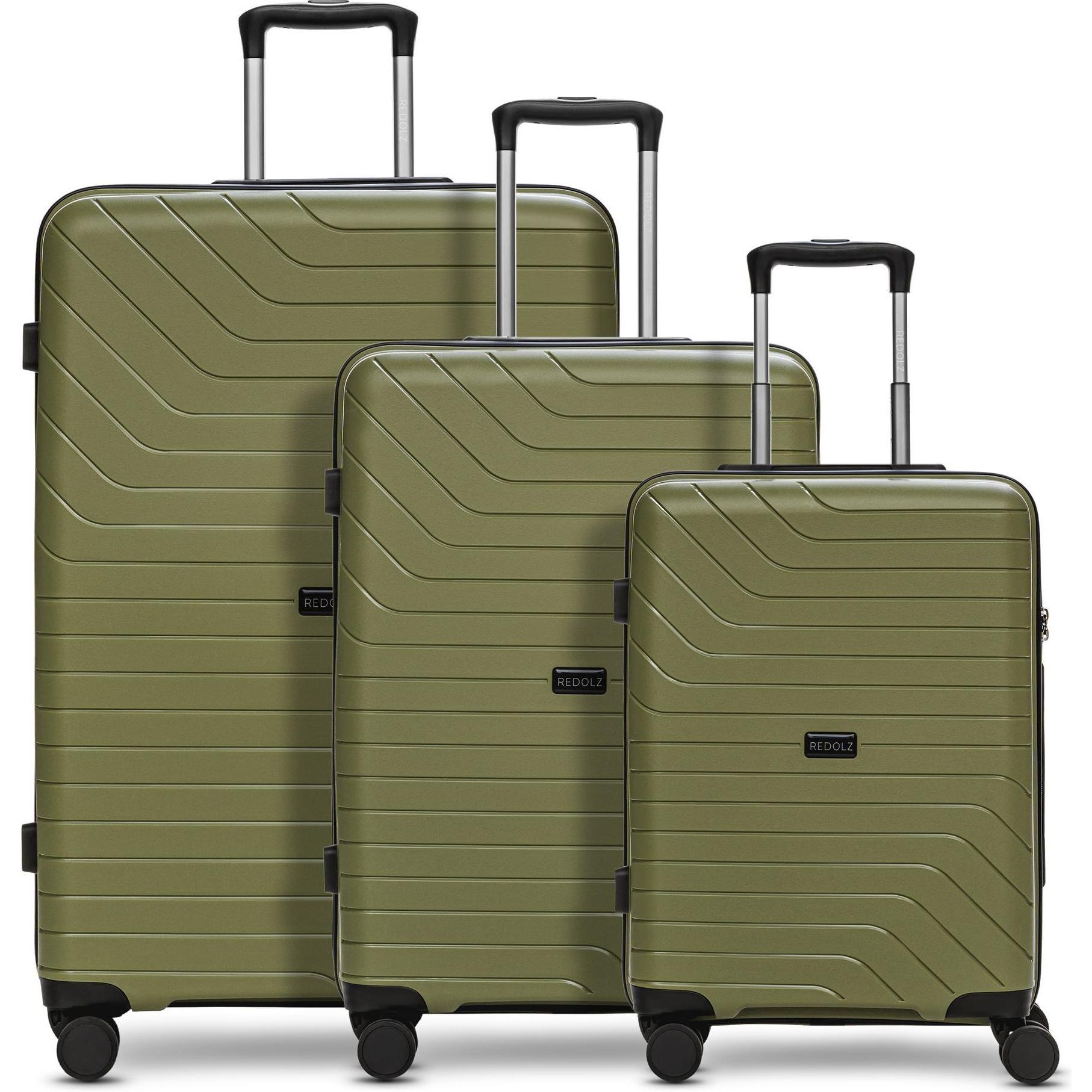 Redolz, Koffer, Essentials 05 3-SET 4 Rollen Kofferset 3-teilig, Grün, (217 l, XL (ab 115l))