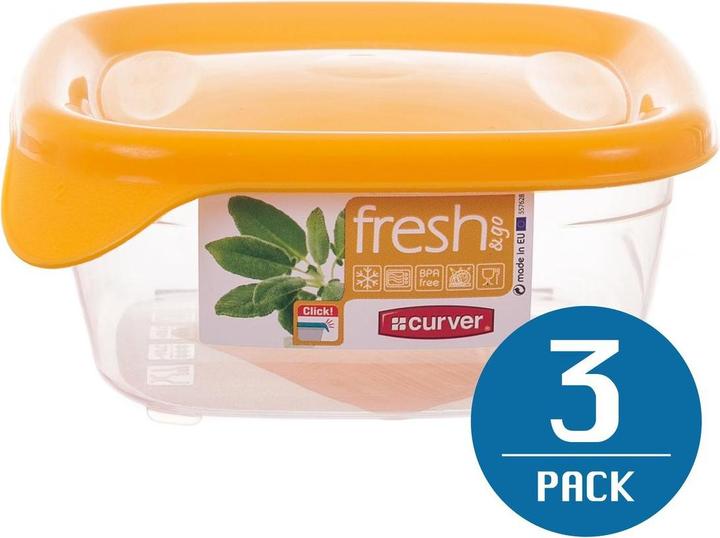 Curver - Pojemnik na żywność Fresh&Go - kwadrat - żółty - 0,25 L (0.25 l)