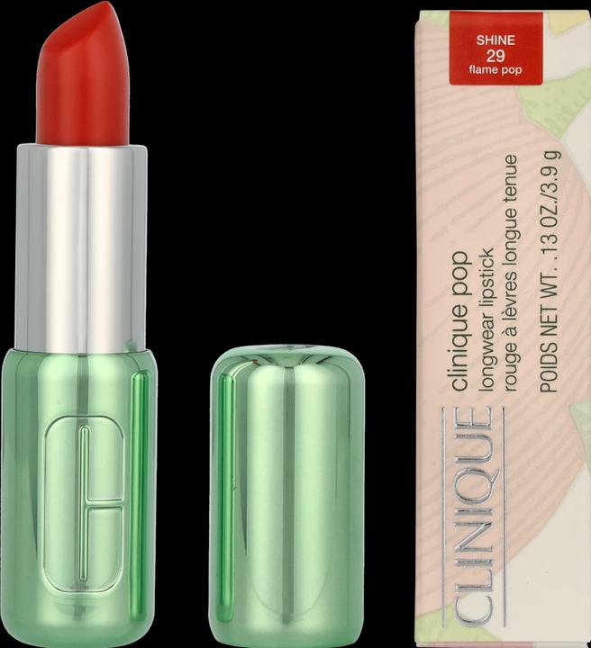Actual product image Clinique Pop Longwear Lipstick Shine Rev it up Coral (Flame Pop)