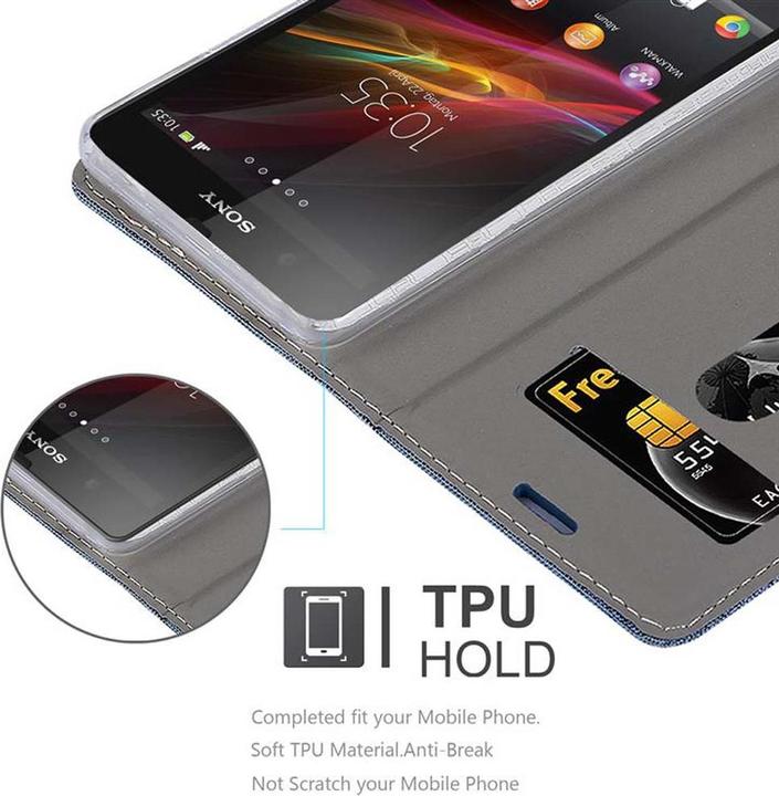 Produktbild Cadorabo Book Jeans Optik Cover (Sony Xperia Z)