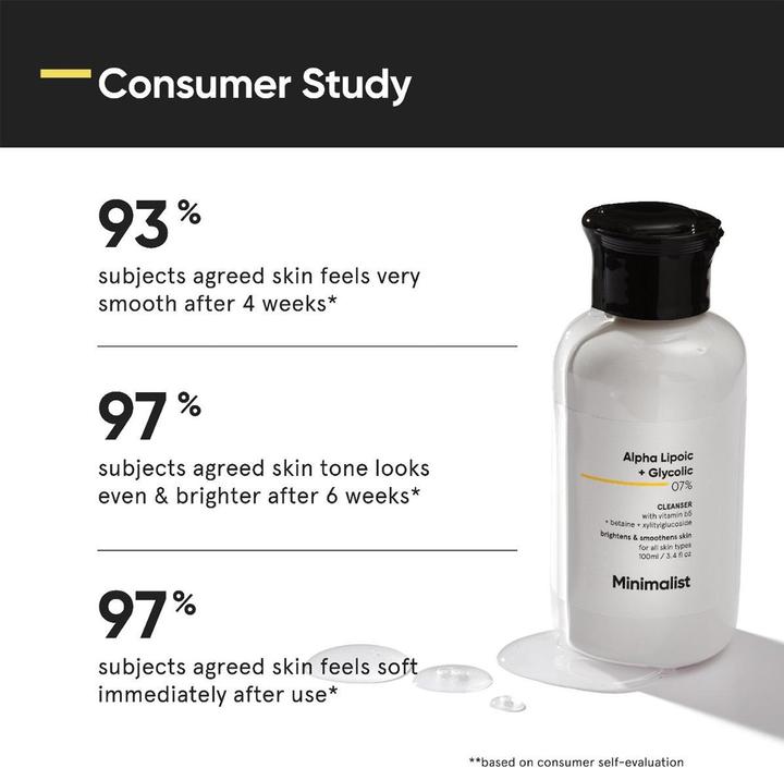 Actual product image Minimalist Alpha Lipoic + Glycolic 07% Cleanser (Cleansing gel, 100 ml)