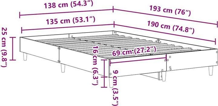 Actual product image vidaXL Bettgestell (135 x 190 cm)