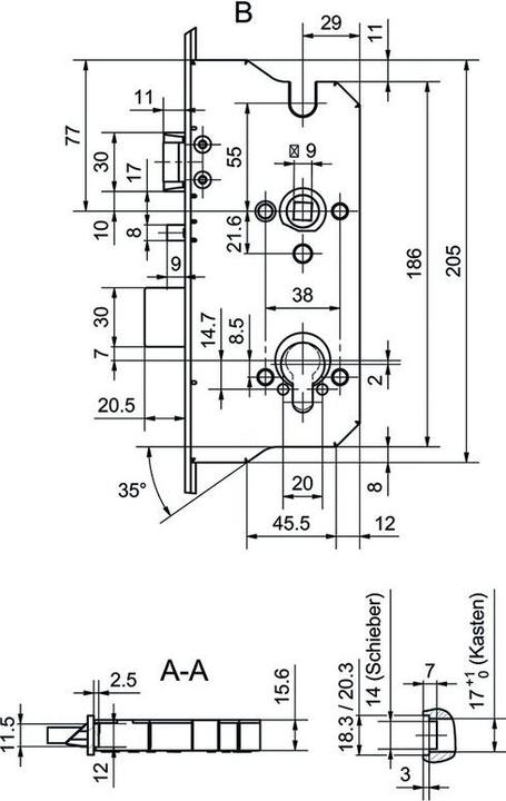 Actual product image Glutz Serrures multipoints MINT 18945 SV Panic E (Mortise lock)