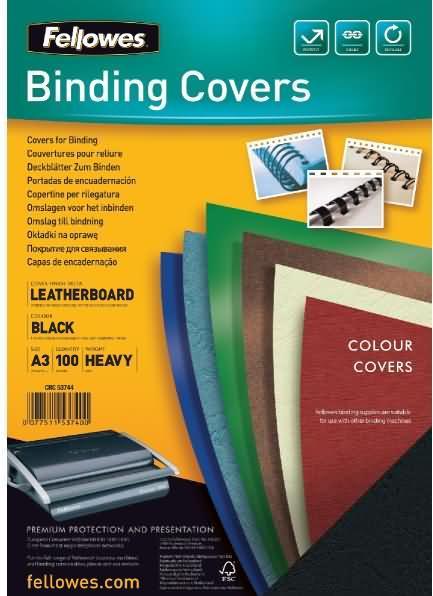 Actual product image Fellowes Delta cover sheet with leather structure, black