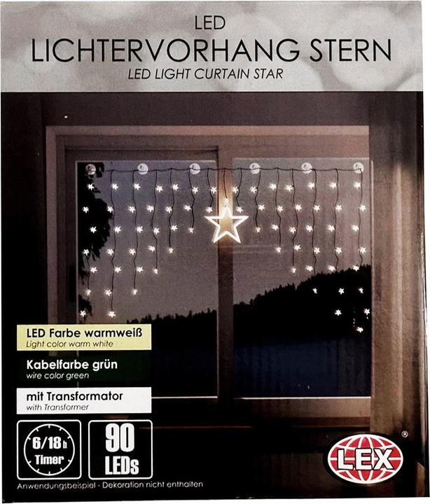 Mojawo Christmas LED Star Curtain with 90 LEDs