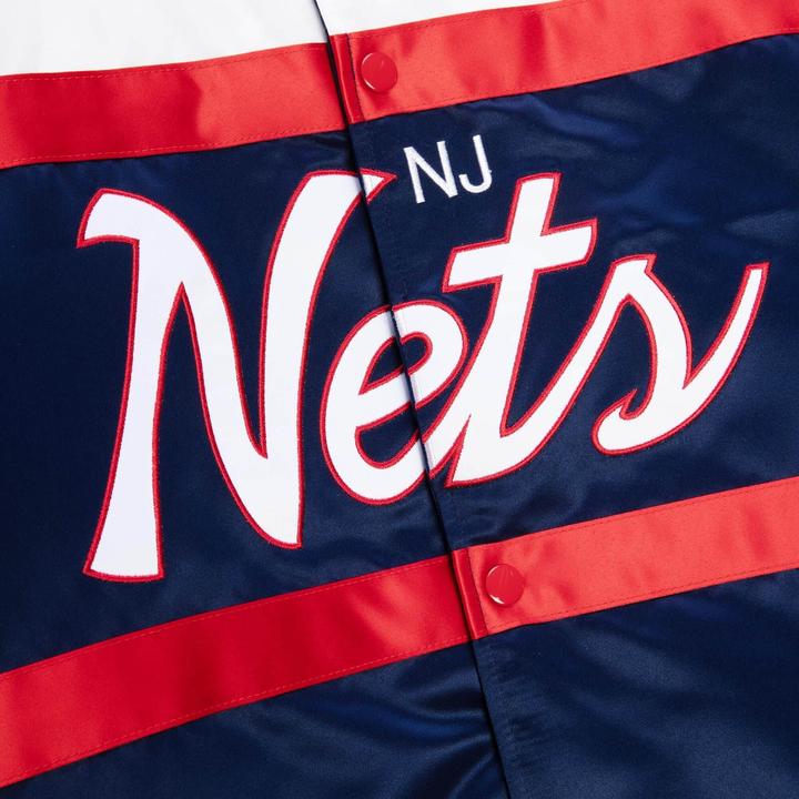 Actual product image Mitchell & Ness M&N Heavyweight Satin Veste - SCRIPT New Jersey Nets (XL)