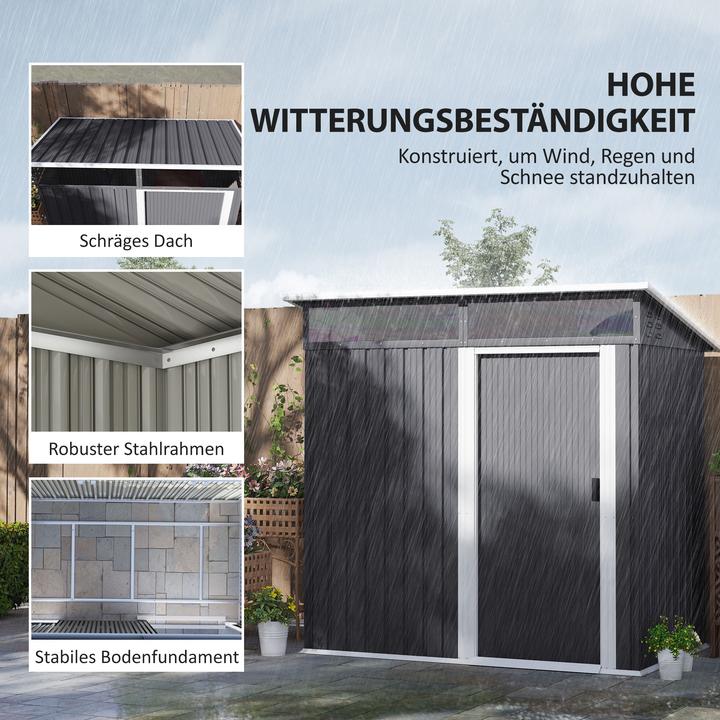 Actual product image Outsunny Gerätehaus Stahl Dunkelgrau