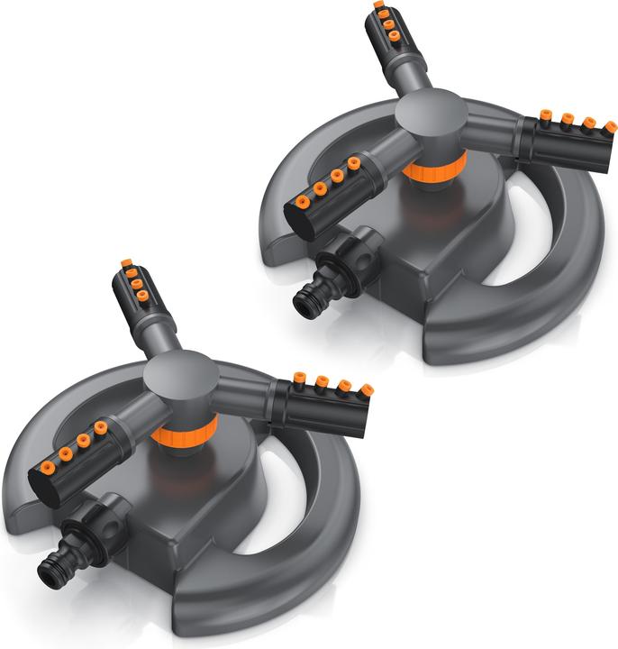 Brandson 2x Kreisregner Garten Sprinkler, 360° Rasensprenger rund, 3 Arm, rotierend, für Flächen bis 314 m² (Arroseur circulaire)