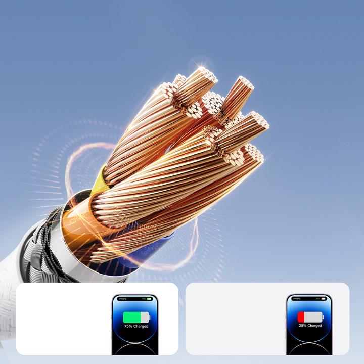 Produktbild Joyroom Flash Series Fast Charging USB-C to Lightning Cable 30W, 2m - White (2 m, USB 3.2 Gen 1, 30 W)