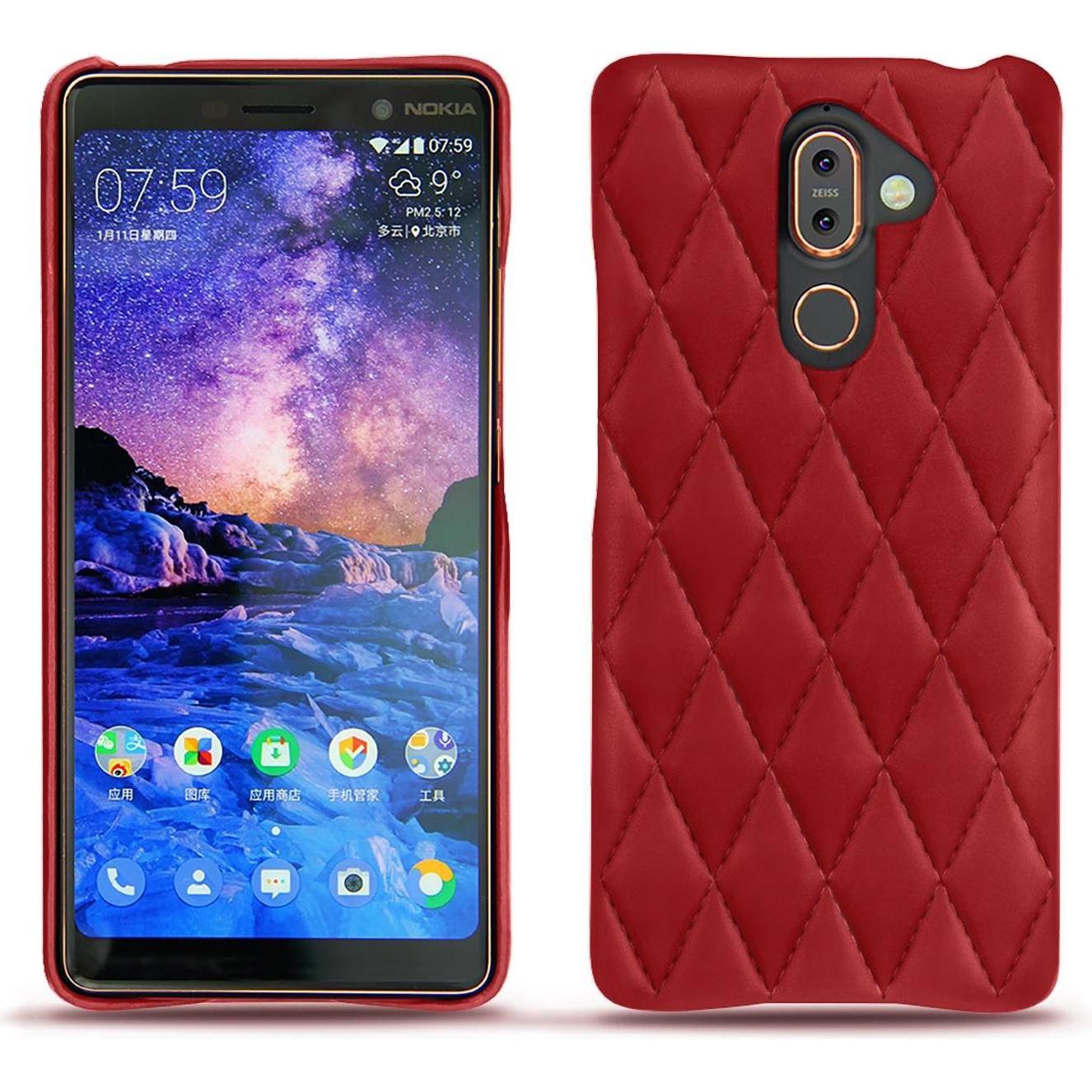 Noreve Lederschutzhülle (Nokia 7 Plus), Smartphone Hülle, Rot