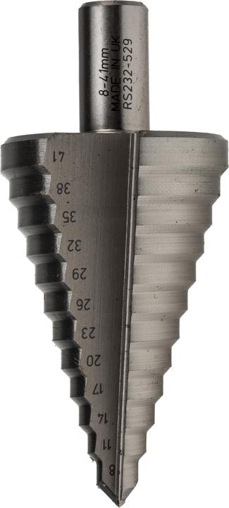 Produktbild RS PRO Stufenbohrer 8-38mm 3mm-Stufen (11 mm, 14 mm, 17 mm, 20 mm, 23 mm, 26 mm, 29 mm, 32 mm, 35 mm, 38 mm, 8 mm)