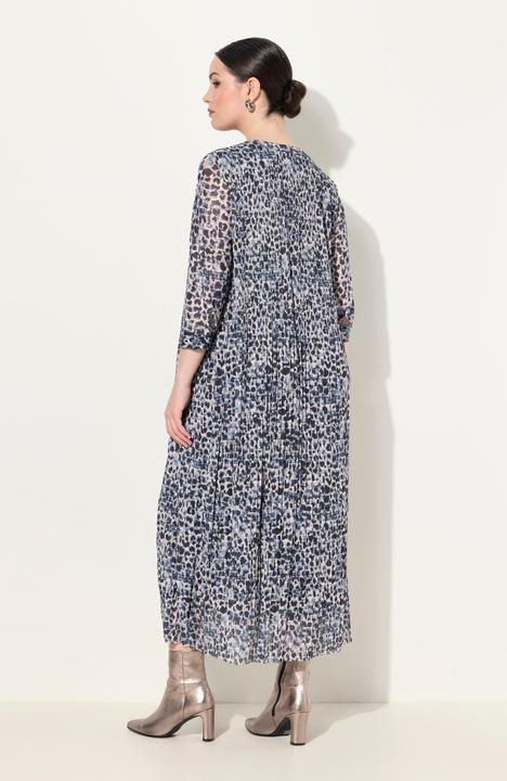 Immagine prodotto Ulla Popken Maxi abito in mesh a doppio strato con design leopardato, scollo a girocollo e maniche a 3/4 (52)