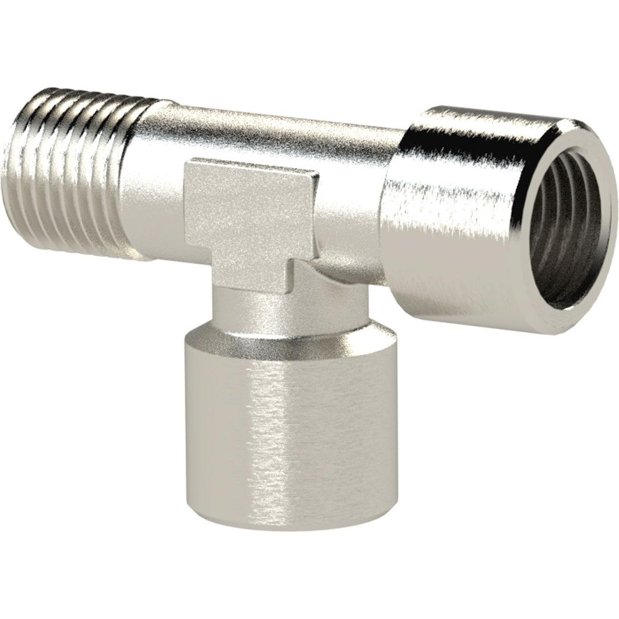 Riegler, Accessori per utensili pneumatici, T-Stück, innen/innen/aussen, G/R 1 SW 30, Messing vernickelt