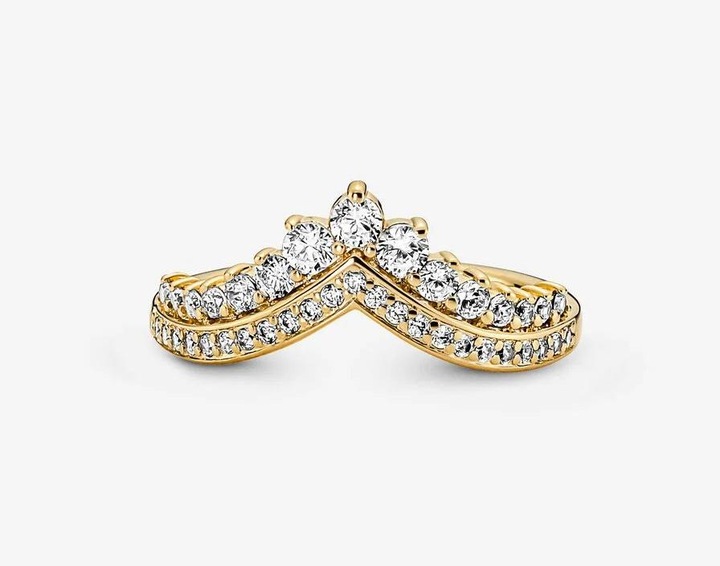 Actual product image Pandora 14k Gold Timeless Wishbone Diadem Ring (54, 925 Silver)