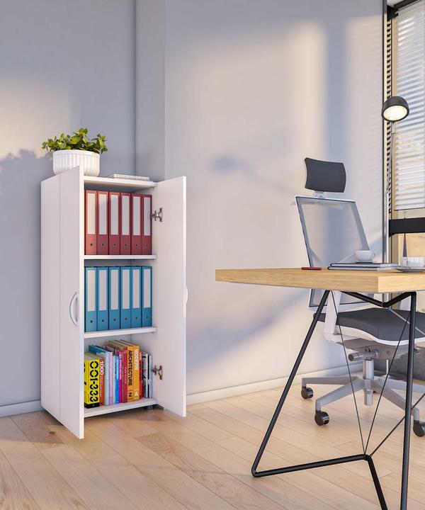 Image du produit VCM Büroschrank Bücher Ordner Aktenschrank Büromöbel Schrank Ulas 3-fach Drehtüren (49 x 34 x 108 cm)