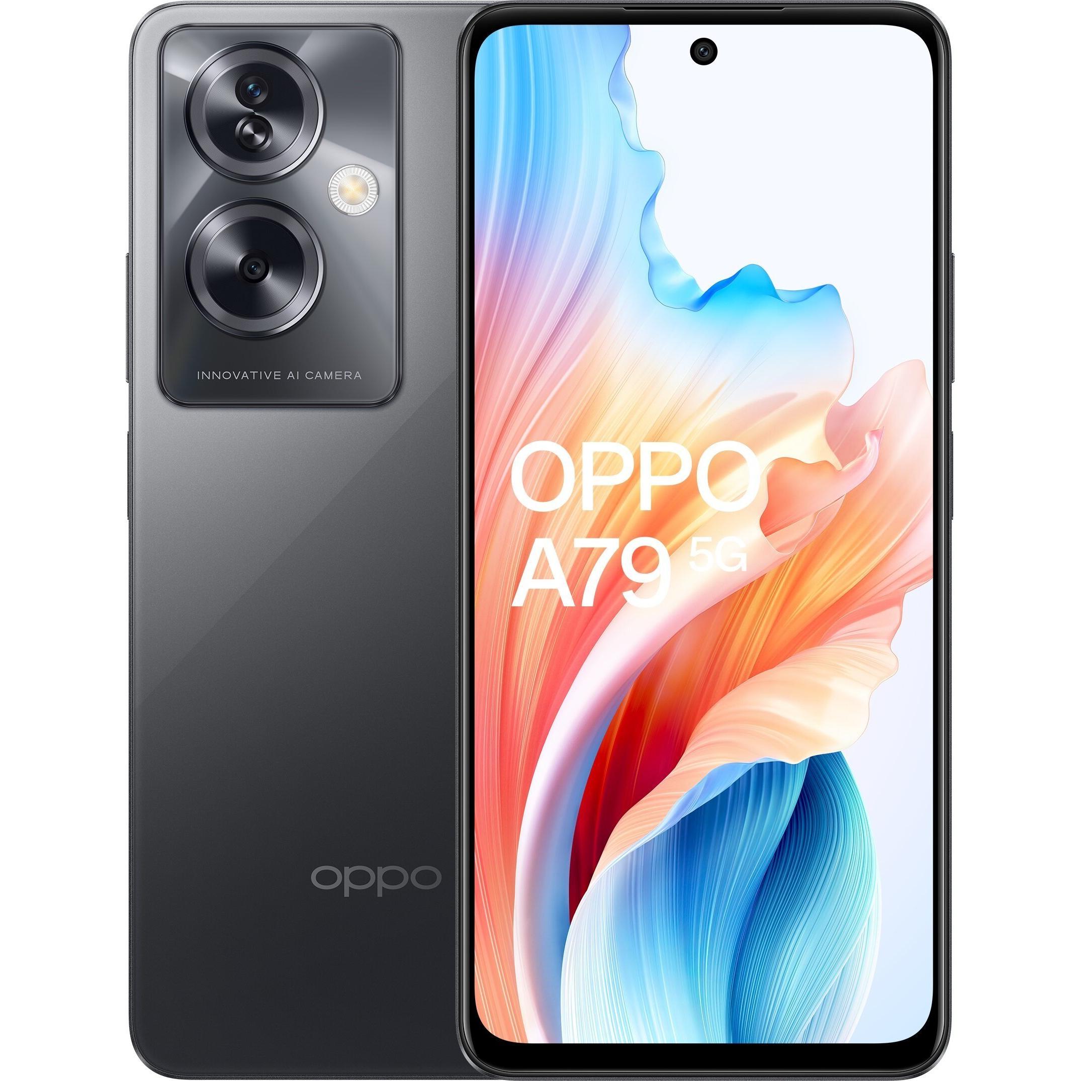 OPPO A79 (256 GB, Mystery Black, 6.72", Dual SIM, 5G), Smartphone, Schwarz