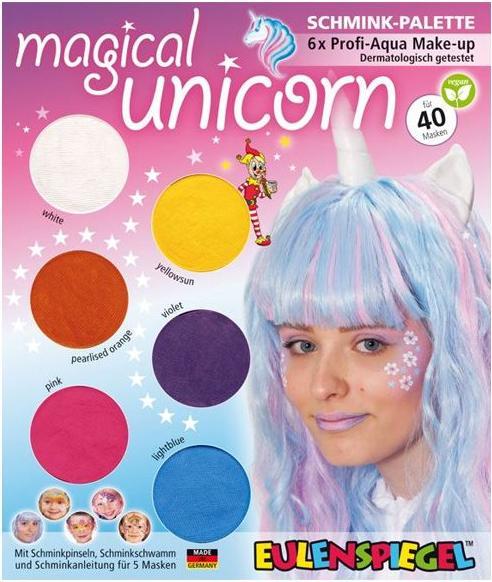 207000 - Make-up palet Magical Unicorn, instructies voor 5 eenhoornmaskers, kindermake-up
