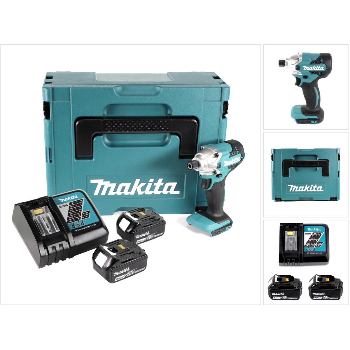 Makita, Bohrmaschine + Akkuschrauber, DTD 156 RMJ Akku Schlagschrauber 18V 155Nm + 2x Akku 4,0Ah + Ladegerät + Makpac (A...