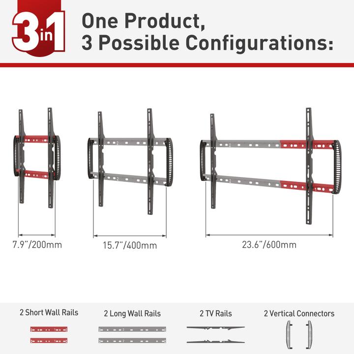 Image du produit Barkan Support TV mural 33-90", Fixe, Métal (Mur, 60 kg, 13" - 90")