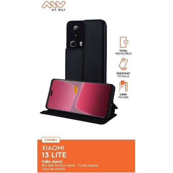 Thumbnail - My Way MYWAY Xiaomi 13 Lite Folio dÄ—klas By Juodas (Xiaomi Redmi Note 12 Pro 5G), Smartphone Hülle, Schwarz