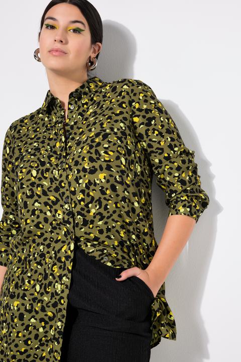 Actual product image Studio Untold Electric Leopard Print Long Sleeve Button Down Tunic Shirt (42, 44)