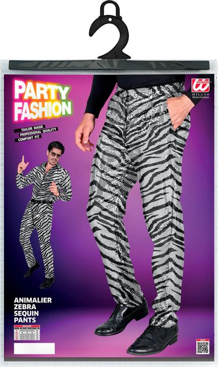 Widmann Herren Pailletten Hose im Zebralook Schwarz/Silber