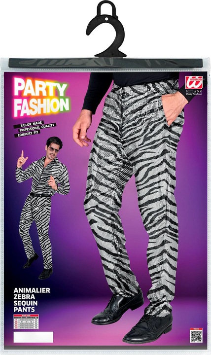 Immagine prodotto Widmann Pantaloni da uomo con paillettes in look zebrato nero/argento (S)
