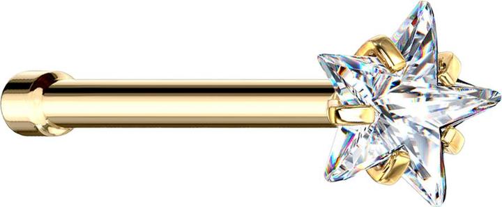 Produktbild Star Piercing Nasenstecker gerade vergoldet Kristallstern silber gefasst (ohne Messing, Chirurgenstahl 316L)