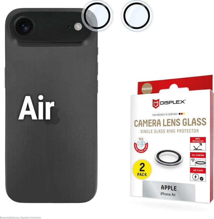 Displex Premium Camera Lens Glass, Kamera Schutzglas, Einzelringe (1 Stk., Apple iPhone Air)