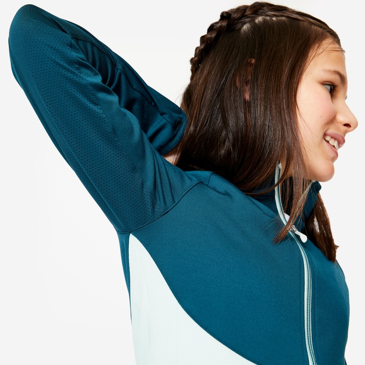 Immagine prodotto Decathlon Giacca da allenamento da bambina aderente - blu/verde (10, 11, 12)